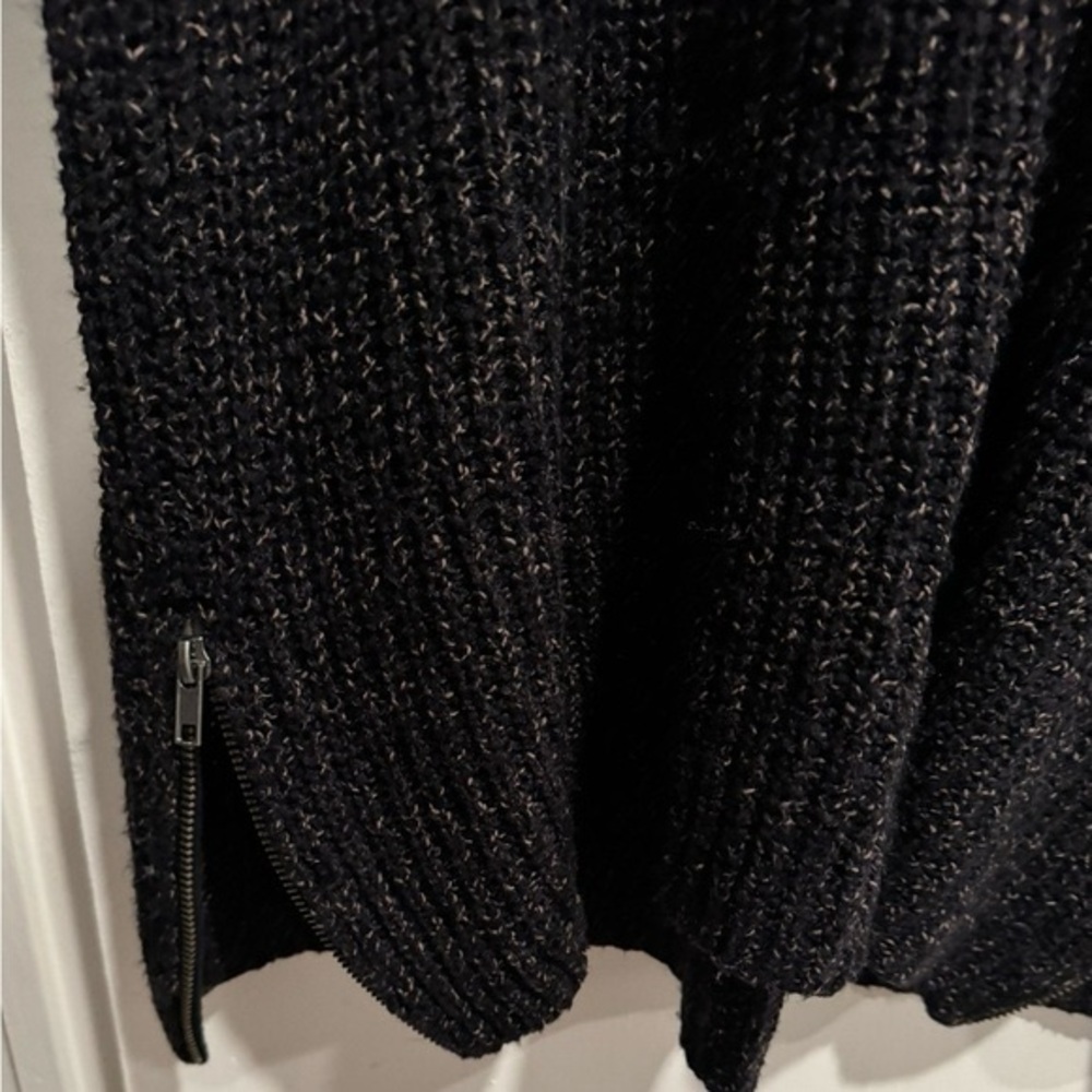 American Eagle sweater dress knit midi turtle neck zipper jem purple black USL - Picture 2 of 4